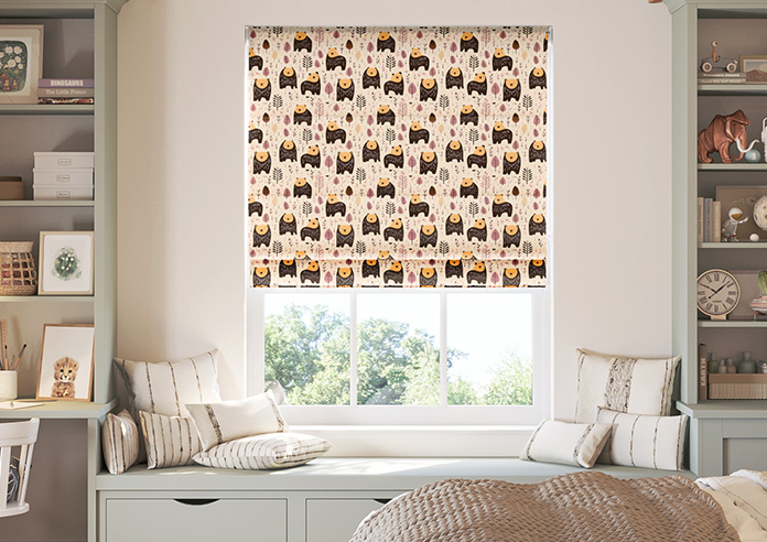 Bear Necessities, Rosewood - Twist&Fit Roman Blind - Image 3